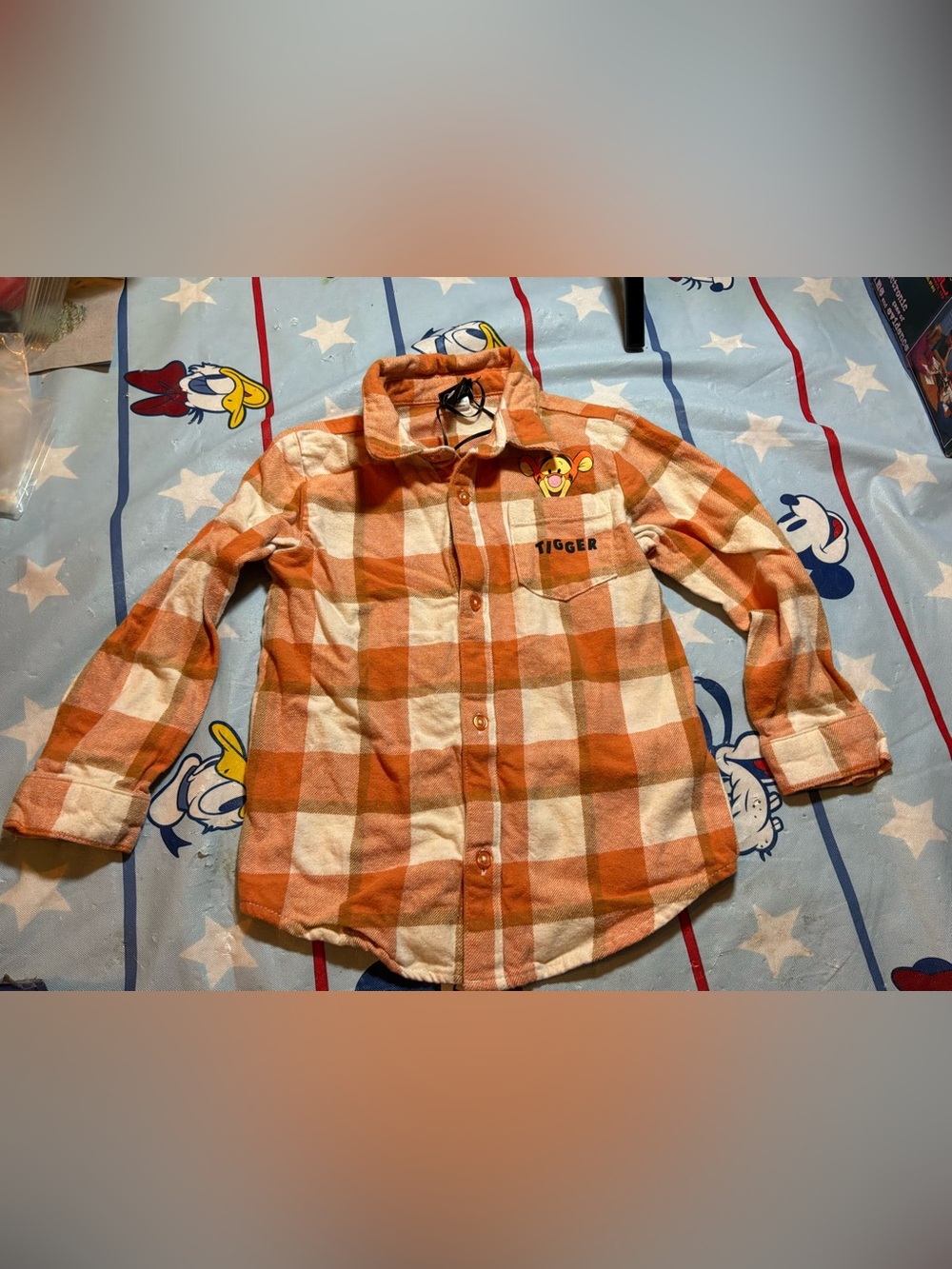 Disney Winnie the Pooh tigger orange & white plaid toddler flannel size 5t